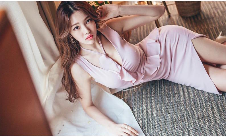BM70249 Korea Fashion Dress Pink