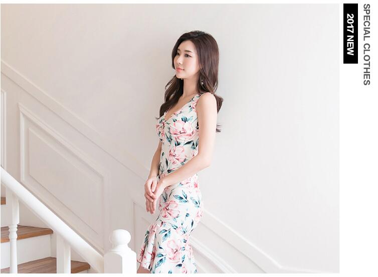 BM70258 Korea Floral Dress White
