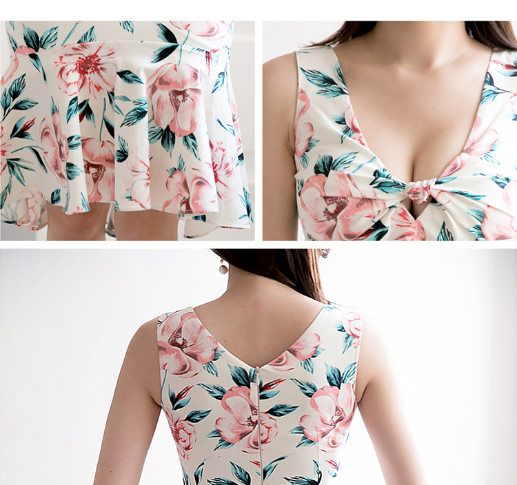 BM70258 Korea Floral Dress White