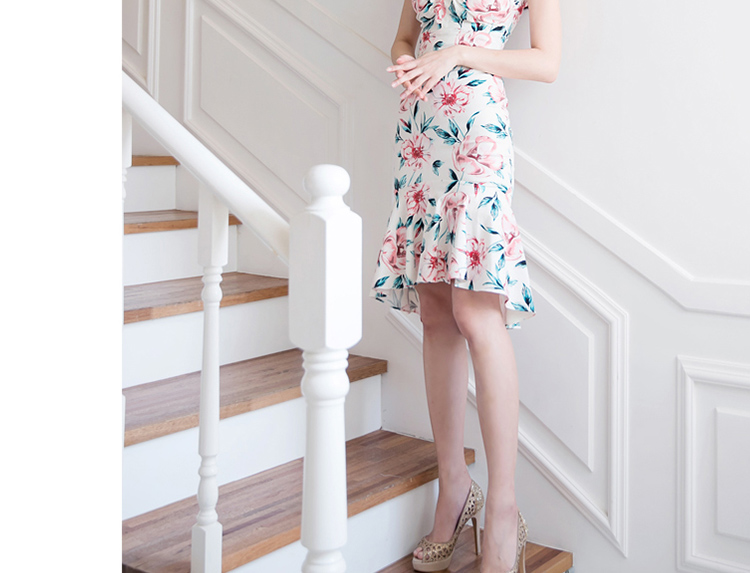 BM70258 Korea Floral Dress White