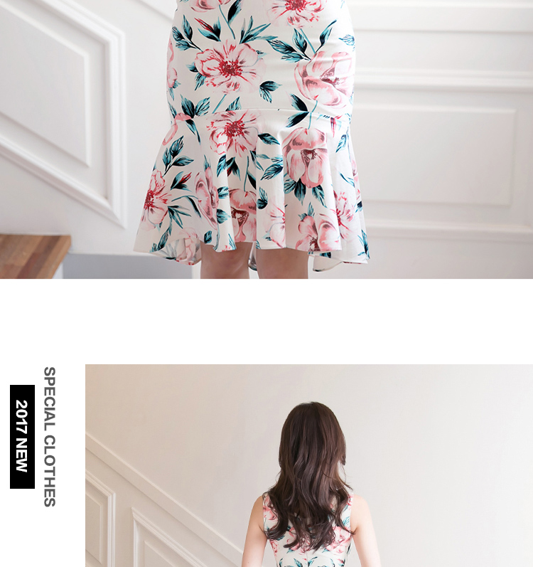 BM70258 Korea Floral Dress White