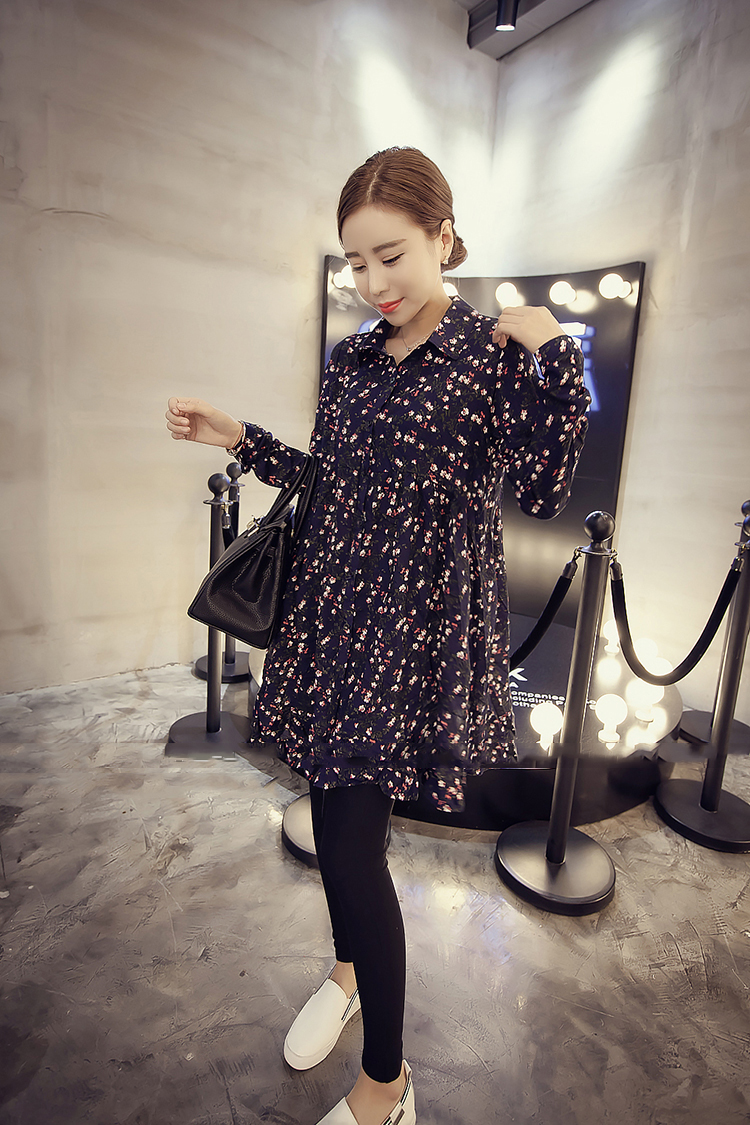 KF563 Lovely Flower Long Sleeved Blouse Black