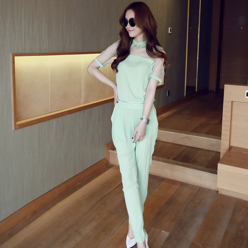 BM70276 Korea Fashion Jumpsuit Green