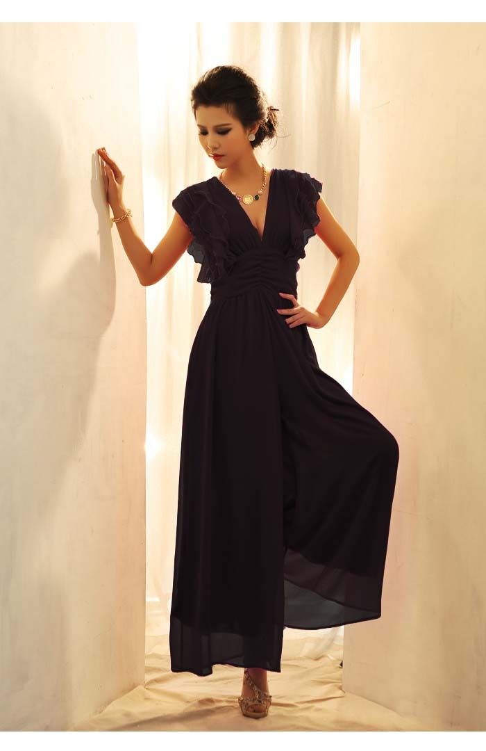 BM70277 Charming Chiffon Jumpsuit Black