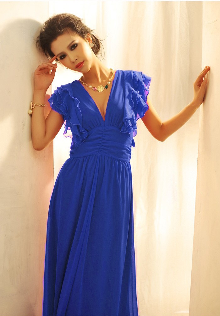 BM70277 Charming Chiffon Jumpsuit Blue