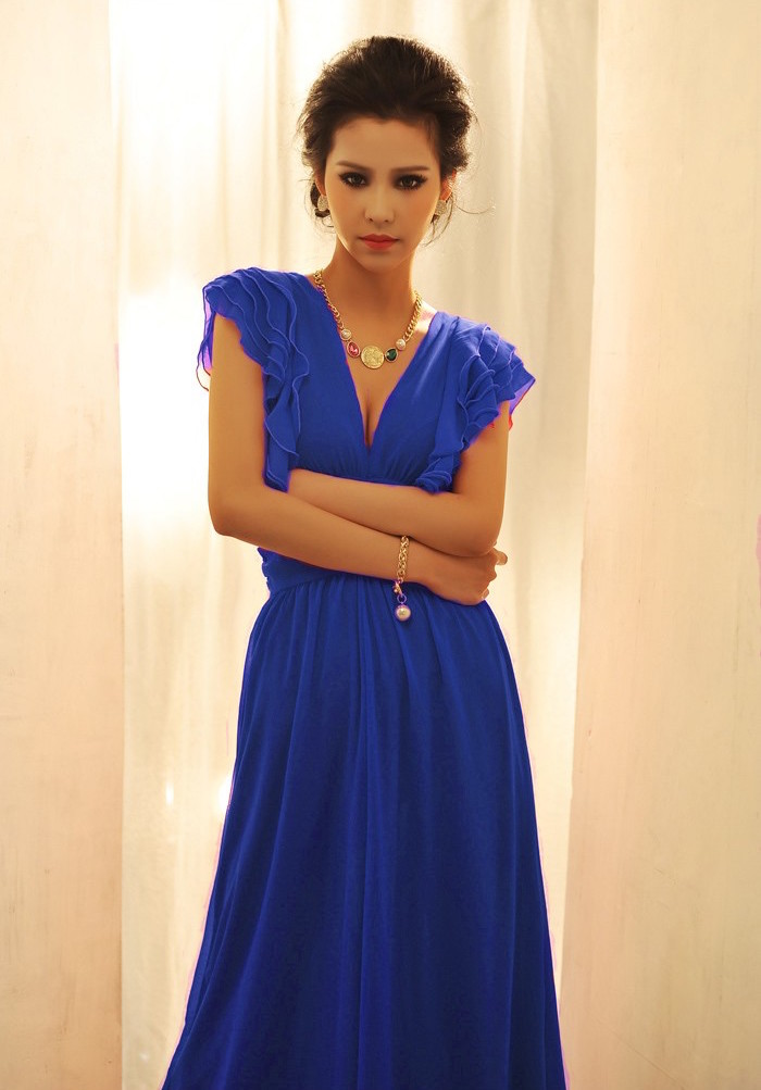 BM70277 Charming Chiffon Jumpsuit Blue