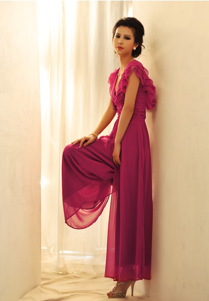 BM70277 Charming Chiffon Jumpsuit Purple