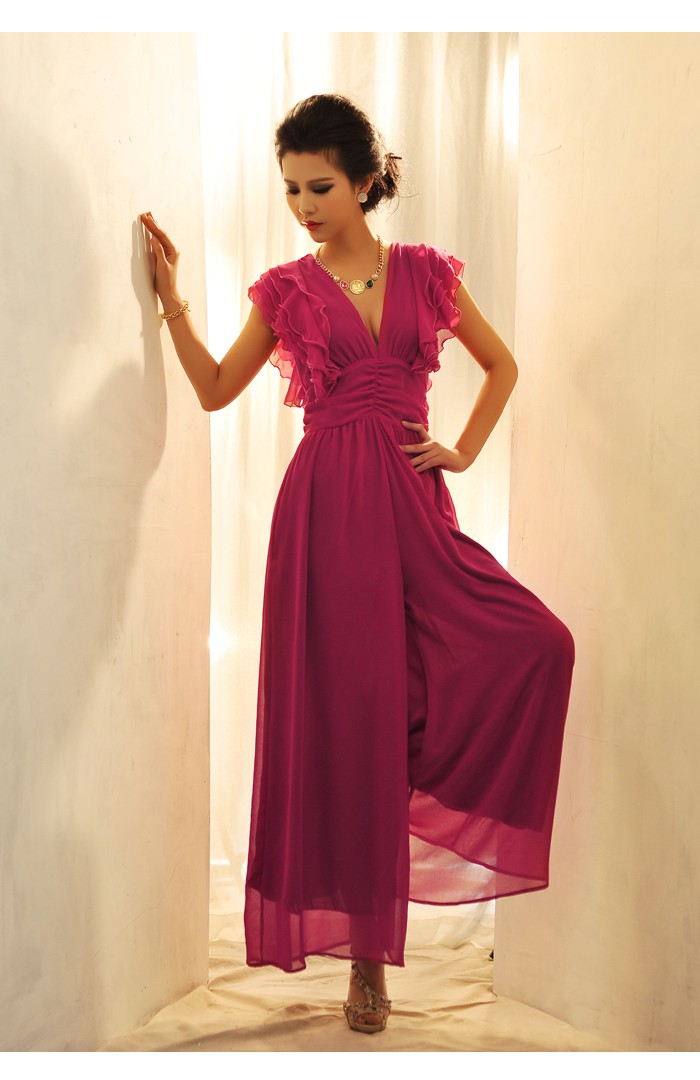 BM70277 Charming Chiffon Jumpsuit Purple