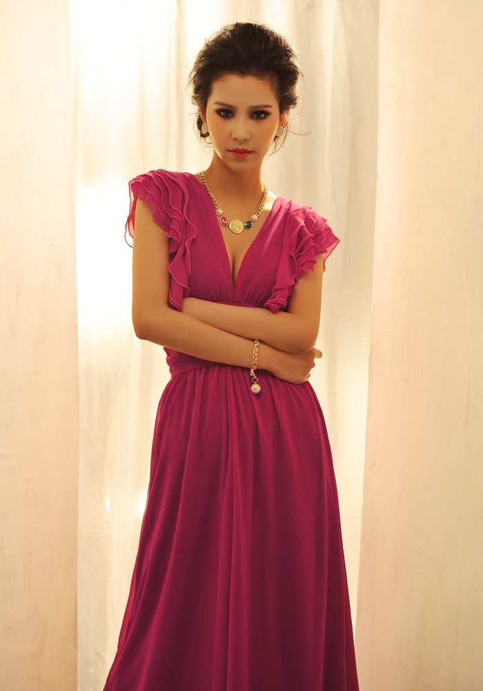 BM70277 Charming Chiffon Jumpsuit Purple