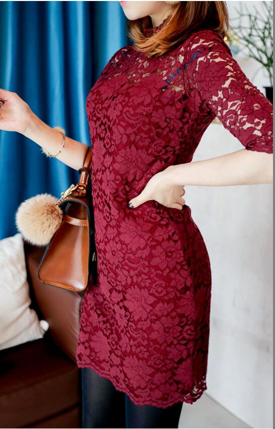 BM70279 Elegant Lace Dress Red