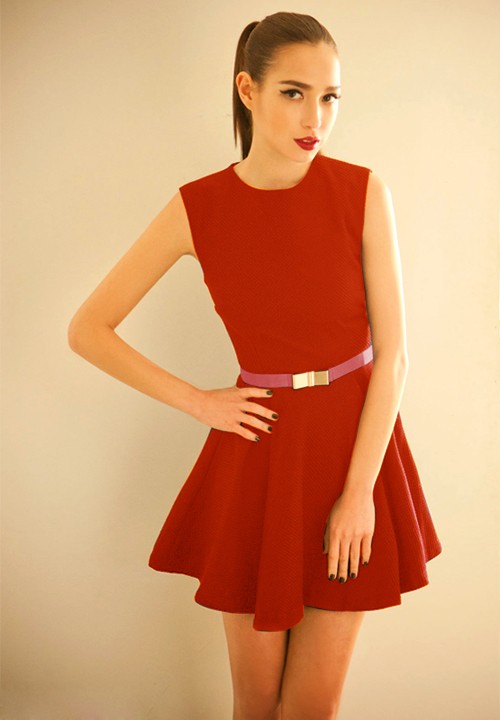 BM70285 Fashion Sleeveless Dress Red