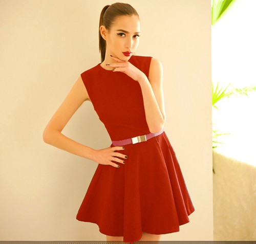 BM70285 Fashion Sleeveless Dress Red