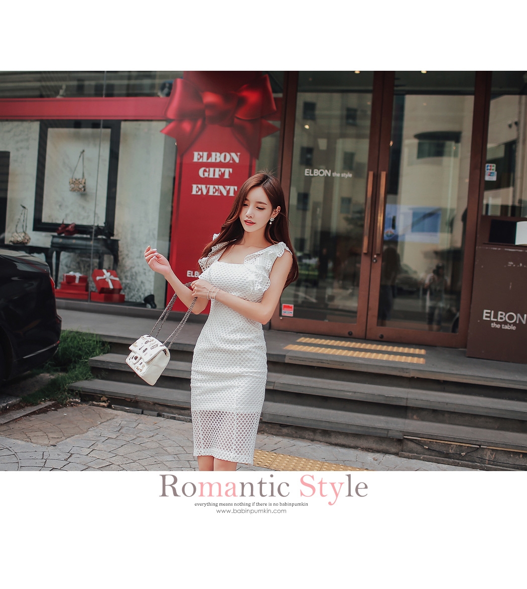 BM70290 Korea Stylish Net Dress White
