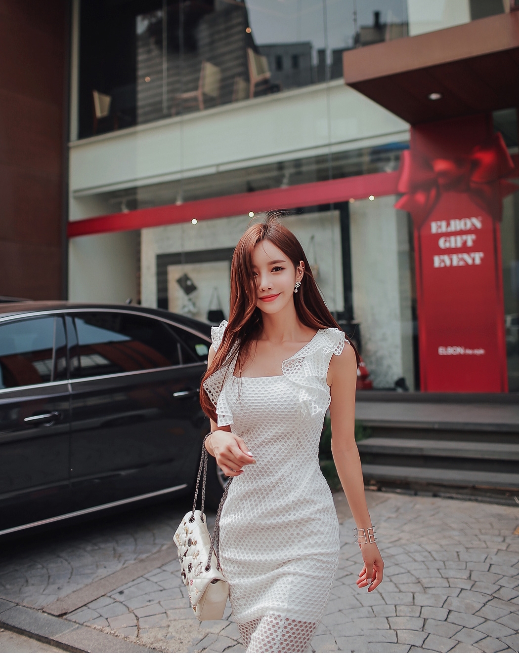 BM70290 Korea Stylish Net Dress White
