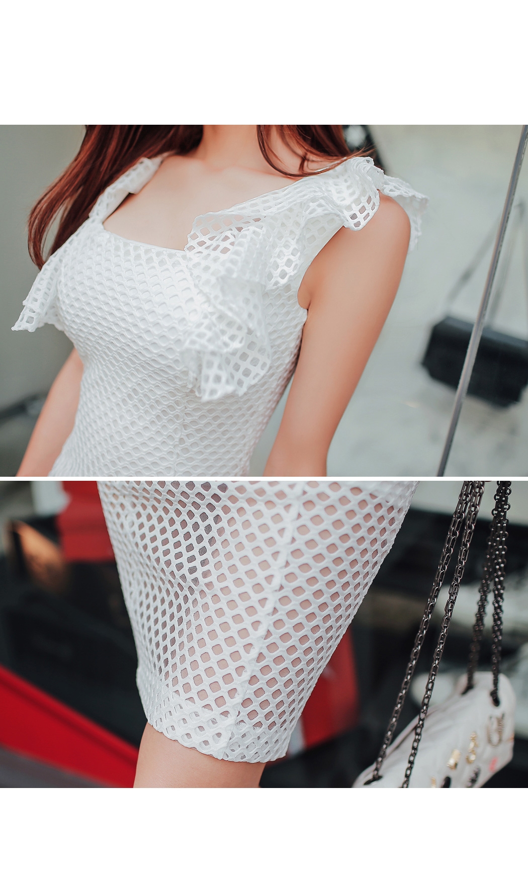 BM70290 Korea Stylish Net Dress White