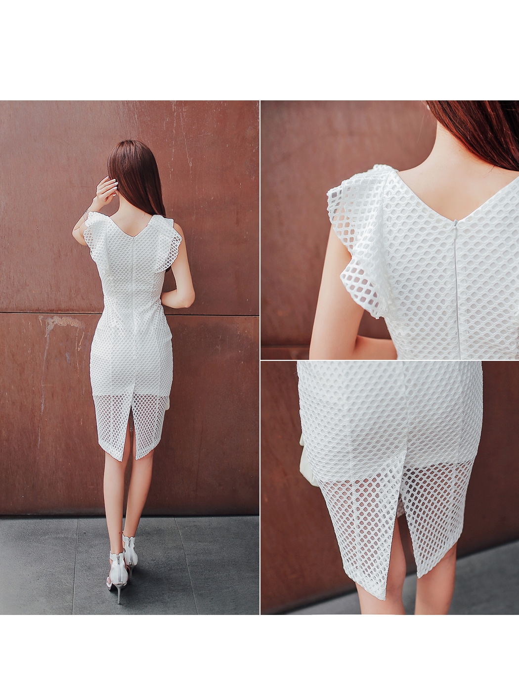 BM70290 Korea Stylish Net Dress White
