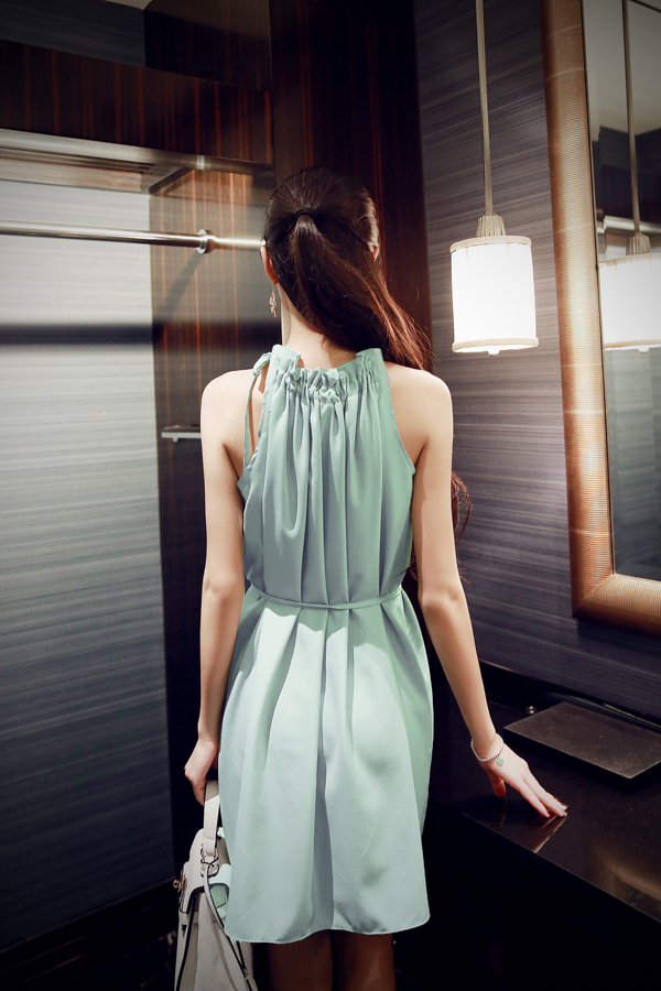 BM70294 Stylish Chiffon Dress Green