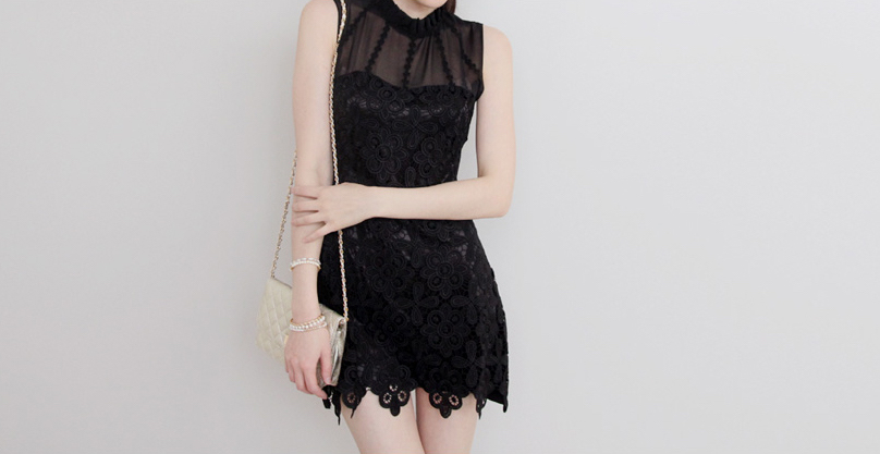 BM70296 Stylish Mini Dress Black