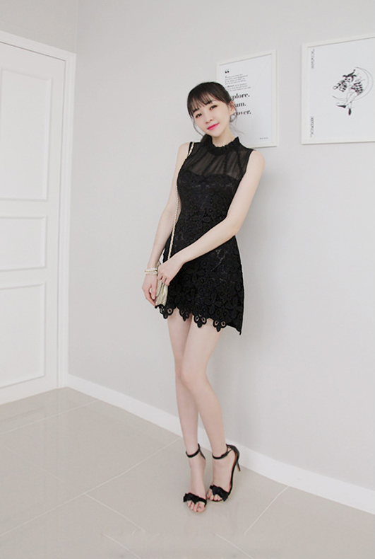 BM70296 Stylish Mini Dress Black