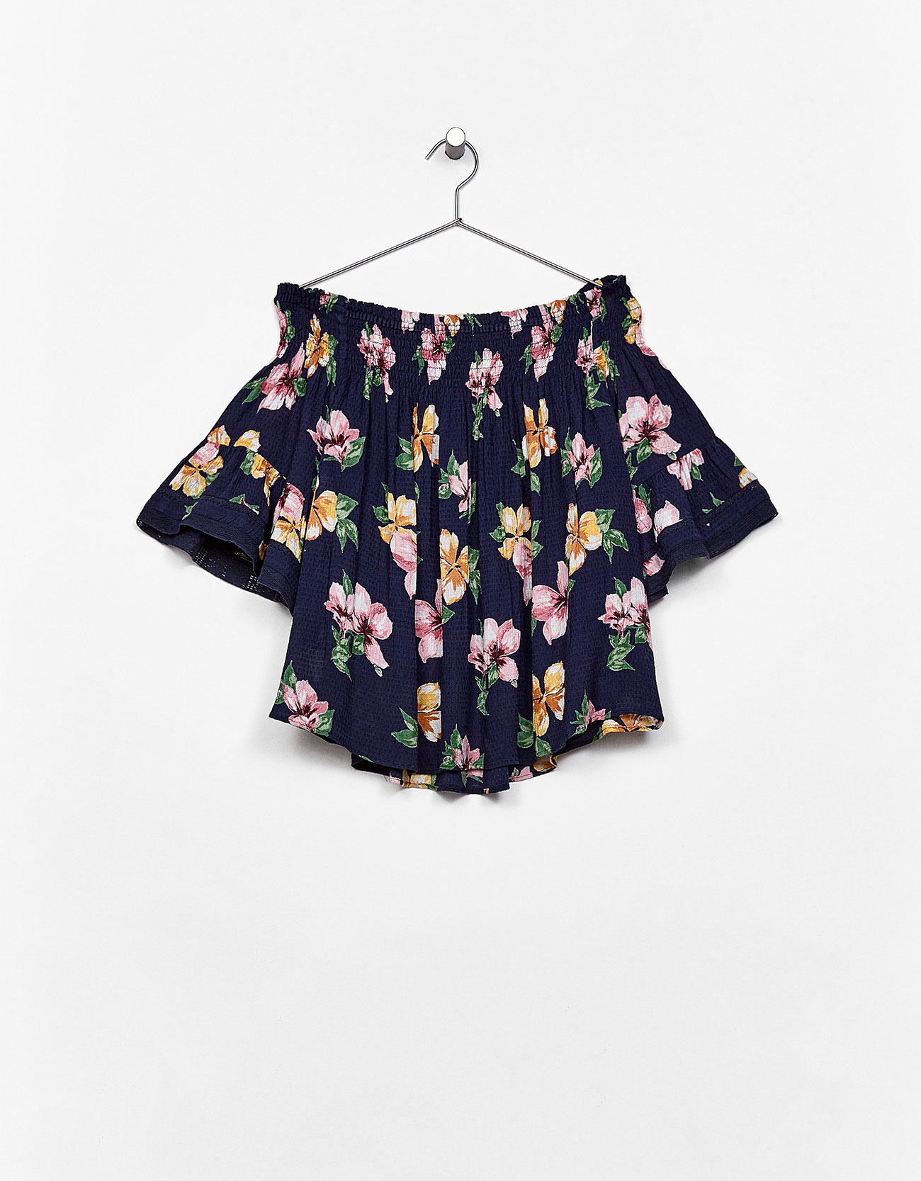 BM70299 Pretty Off-Shoulder Top Dark Blue