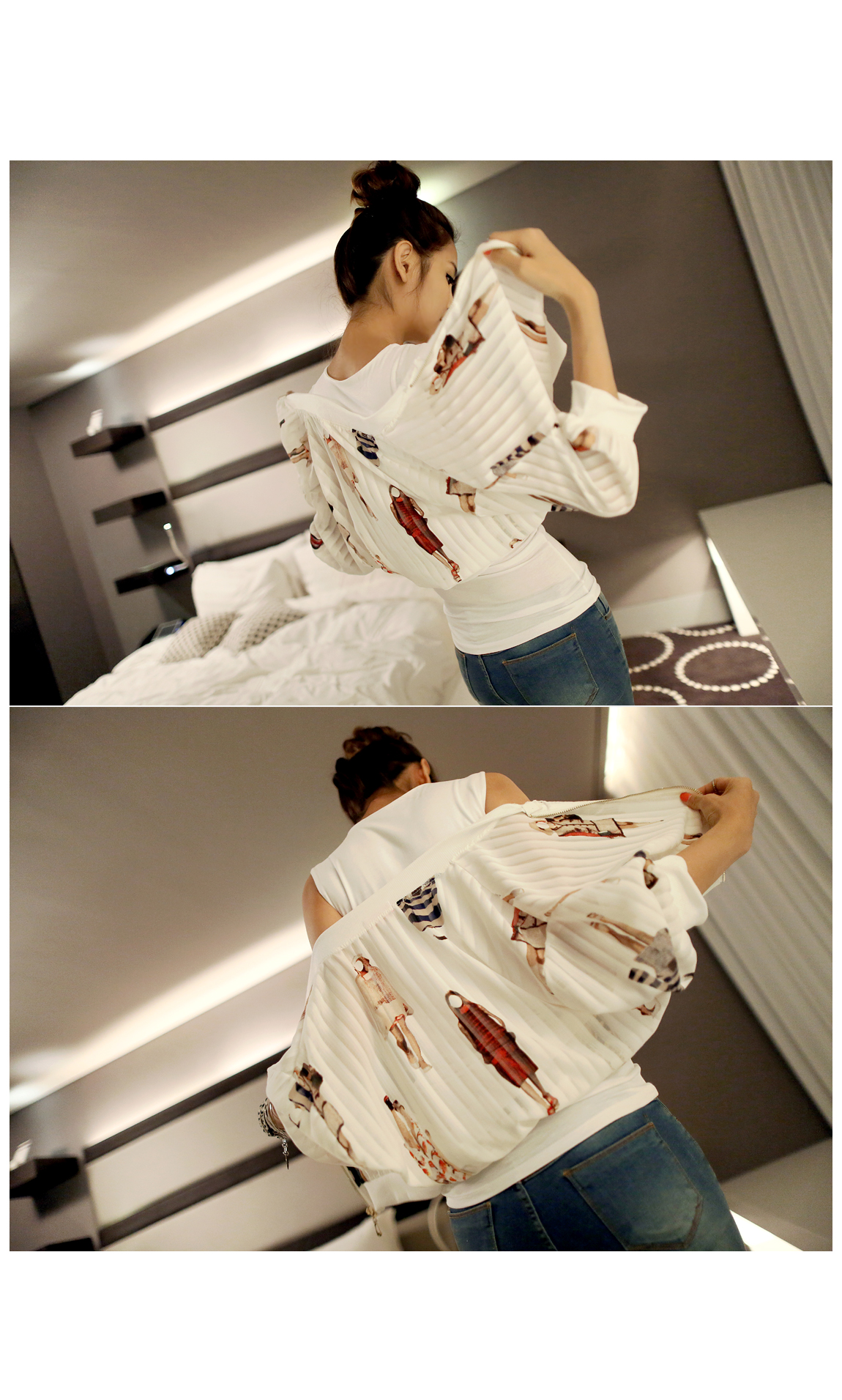 BM70301 Stylish Chiffon Cardigan White
