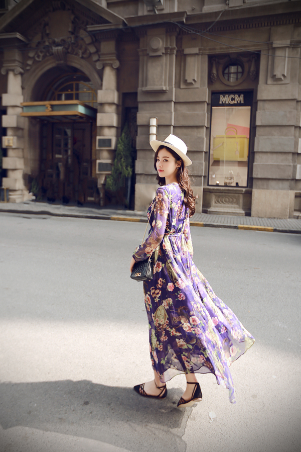 BM70304 Charming Floral Dress Purple
