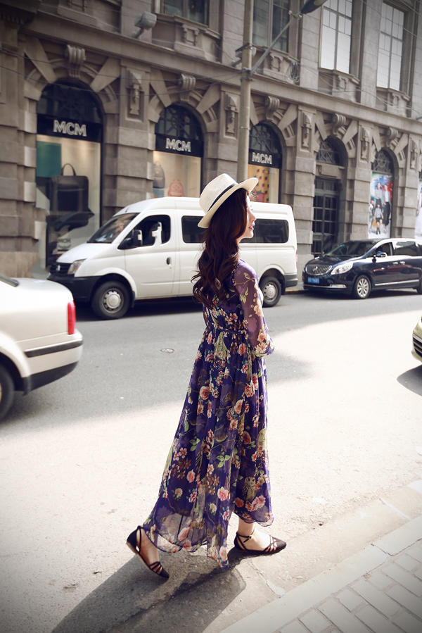 BM70304 Charming Floral Dress Purple