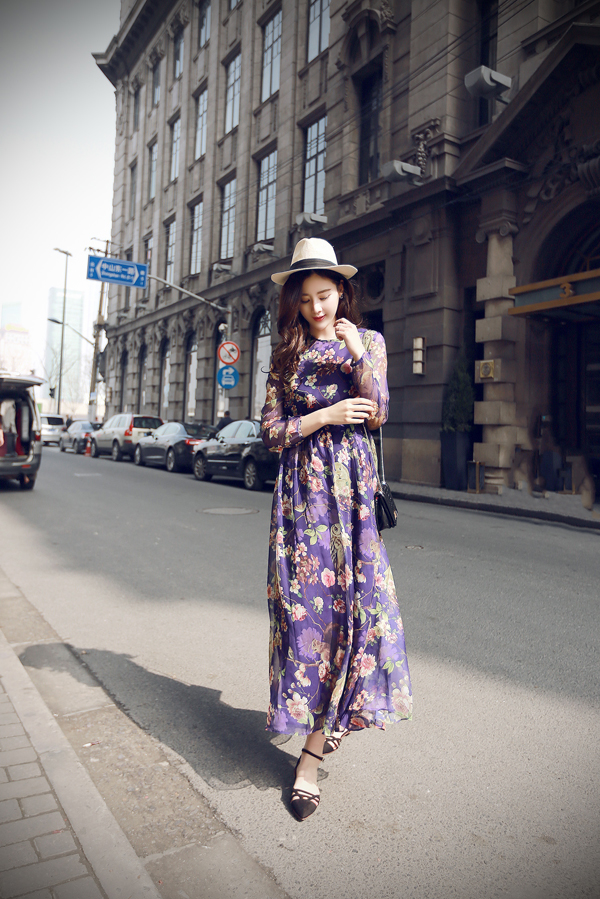 BM70304 Charming Floral Dress Purple