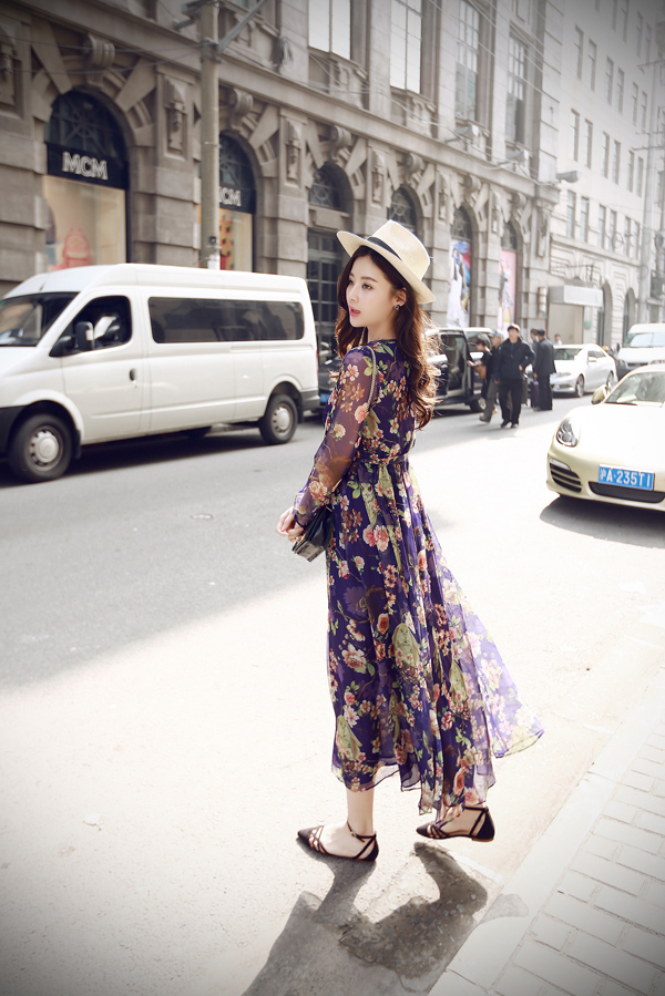 BM70304 Charming Floral Dress Purple