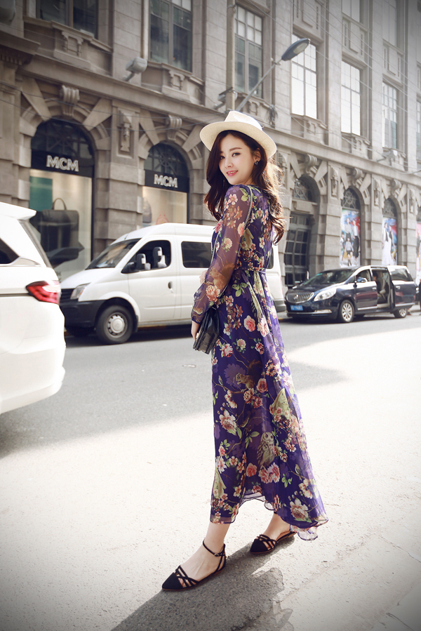 BM70304 Charming Floral Dress Purple