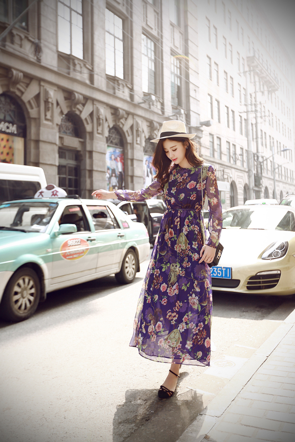 BM70304 Charming Floral Dress Purple