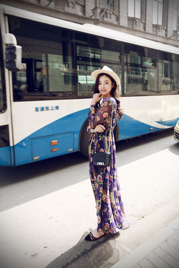 BM70304 Charming Floral Dress Purple