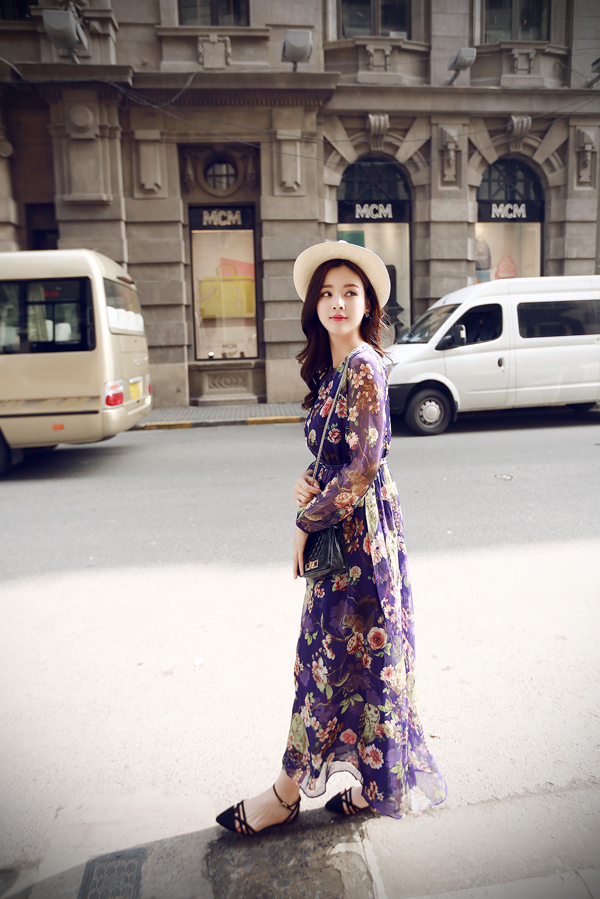 BM70304 Charming Floral Dress Purple