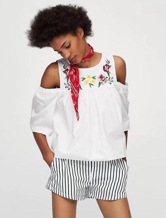 BM70306 Stylish Embroidered Top White