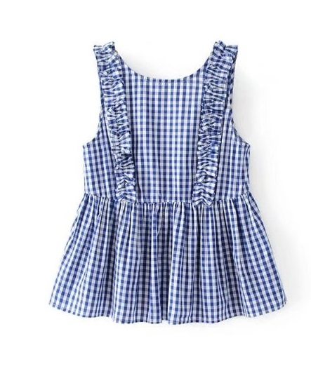 BM70312 Casual Checker Top Blue