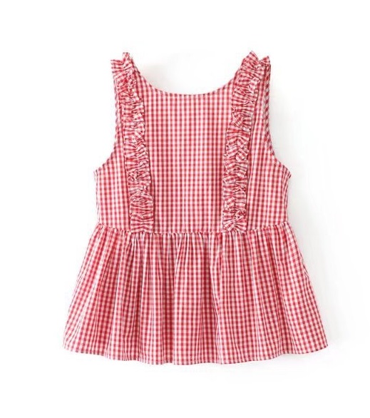BM70312 Casual Checker Top Red