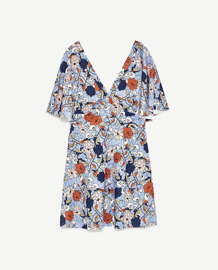 BM70318 Trendy Floral Dress Blue