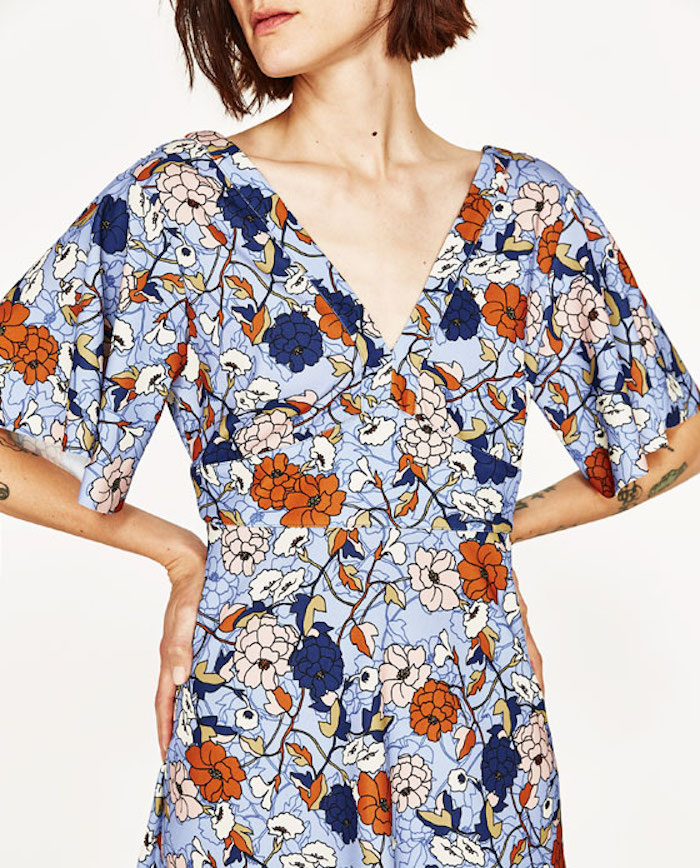 BM70318 Trendy Floral Dress Blue