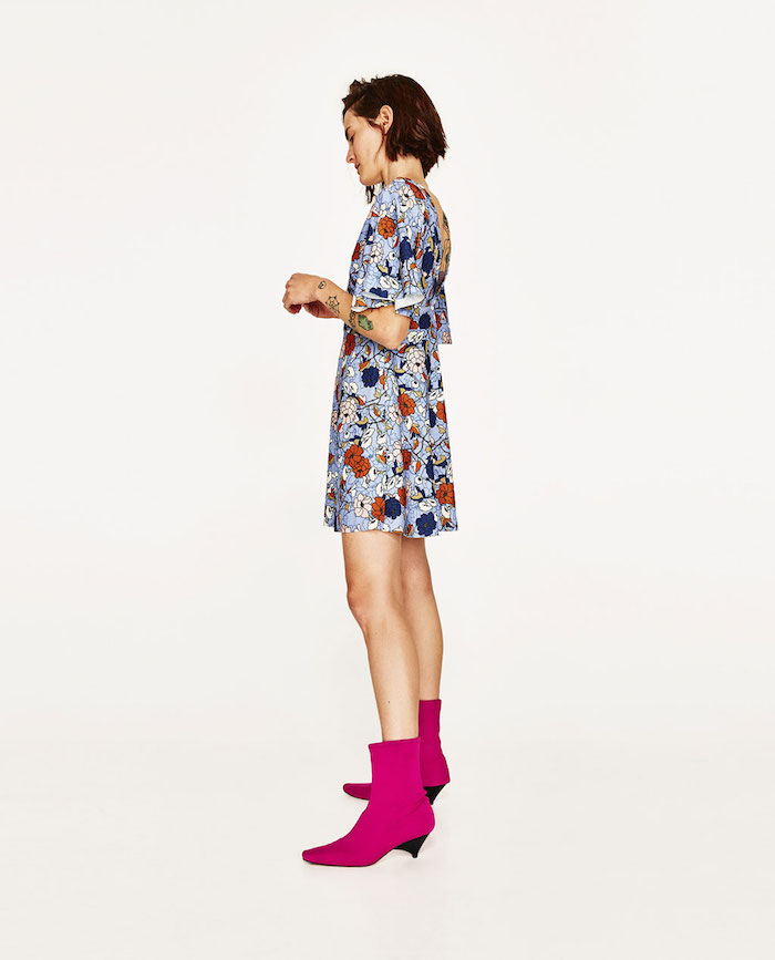 BM70318 Trendy Floral Dress Blue