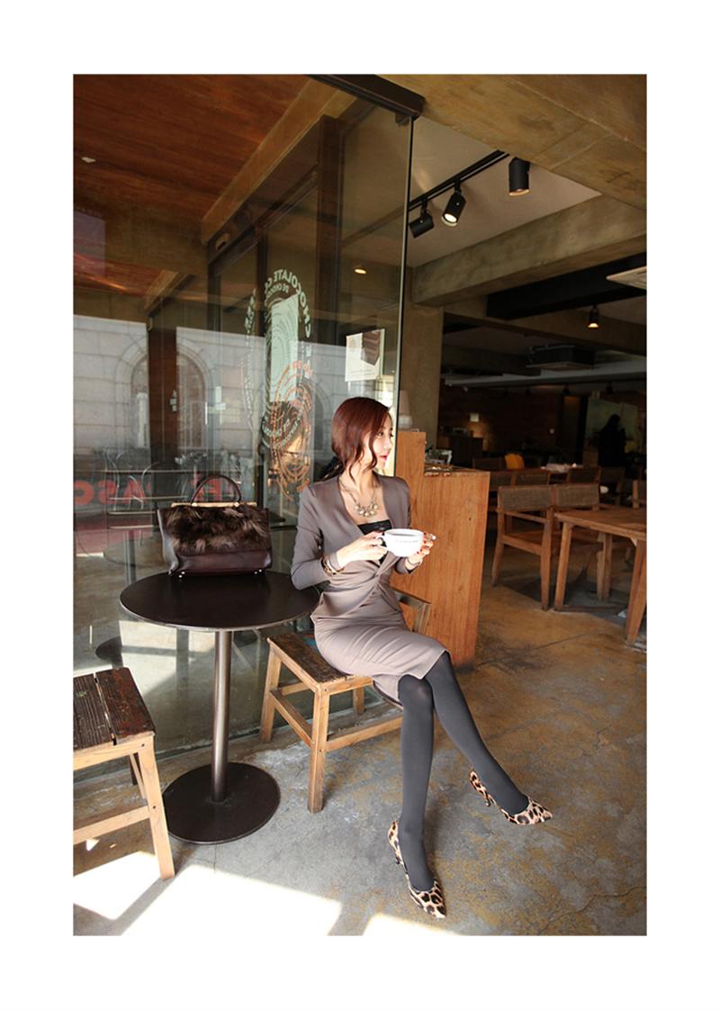 BM70324 Fashion OL Dress Brown
