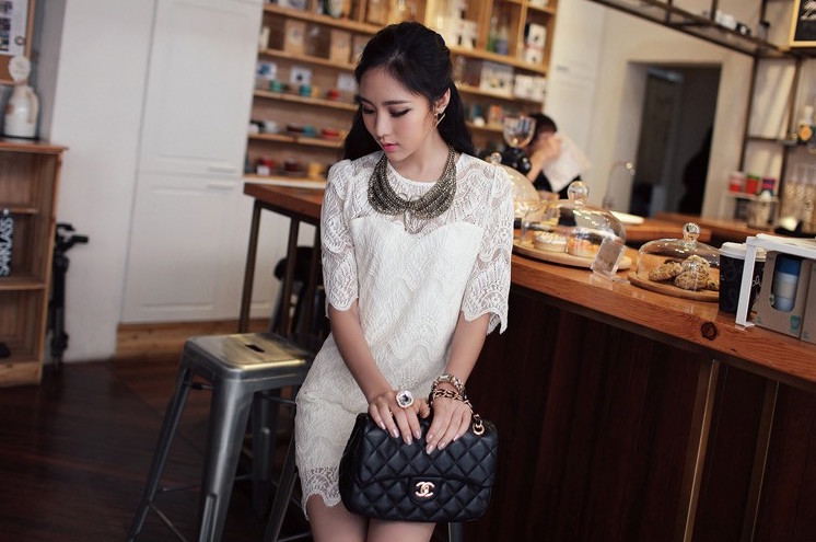 BM70326 Fashion Lace Dress White