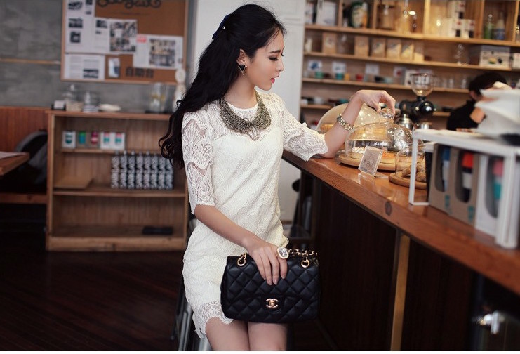 BM70326 Fashion Lace Dress White