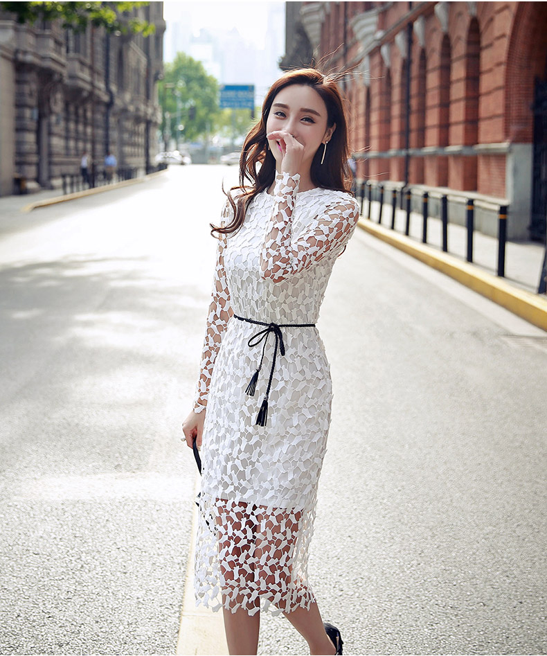 BM70334 Elegant Lace Dress White