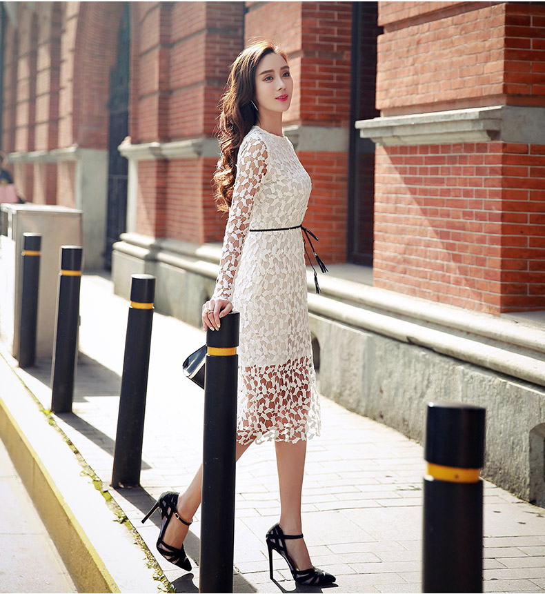BM70334 Elegant Lace Dress White