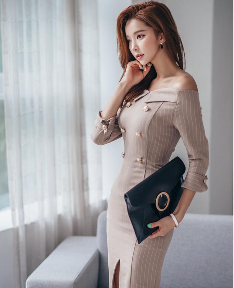 BM70335 Fashion Off-Shoulder Dress As Picture