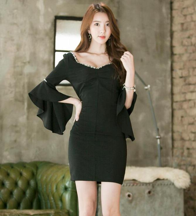 BM70340 Korea Fashion Dress Black