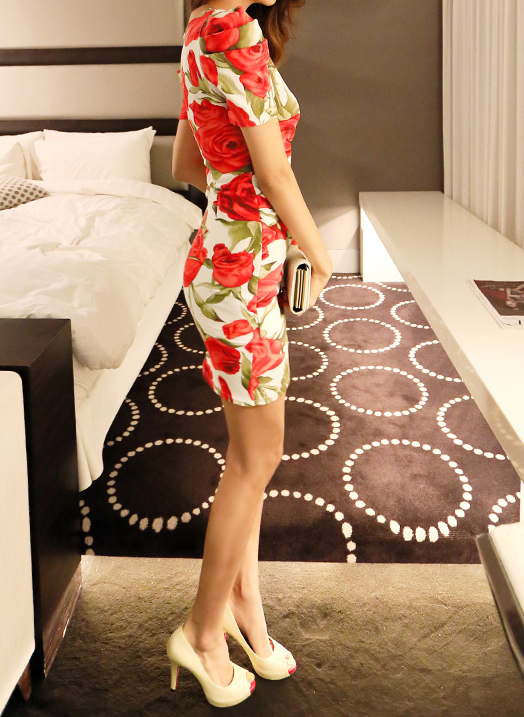 BM70342 Fashion Floral Dress As Picture