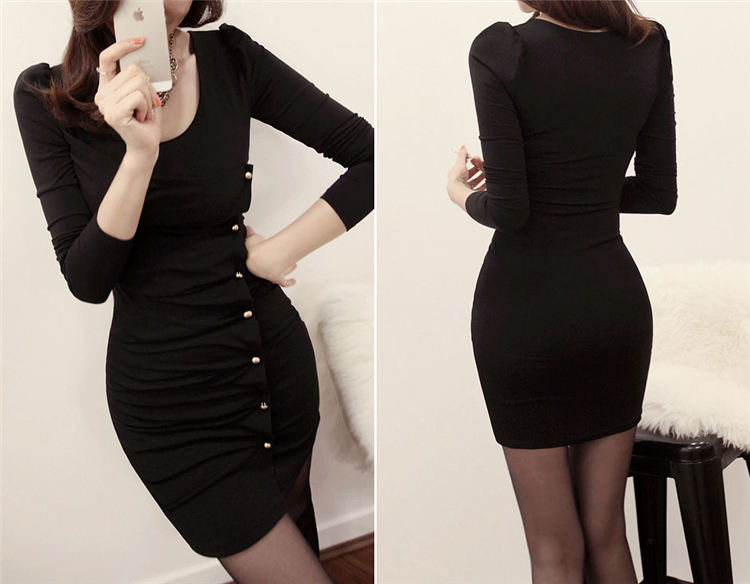 BM70345 Korea Stylish Dress Black