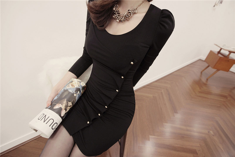 BM70345 Korea Stylish Dress Black