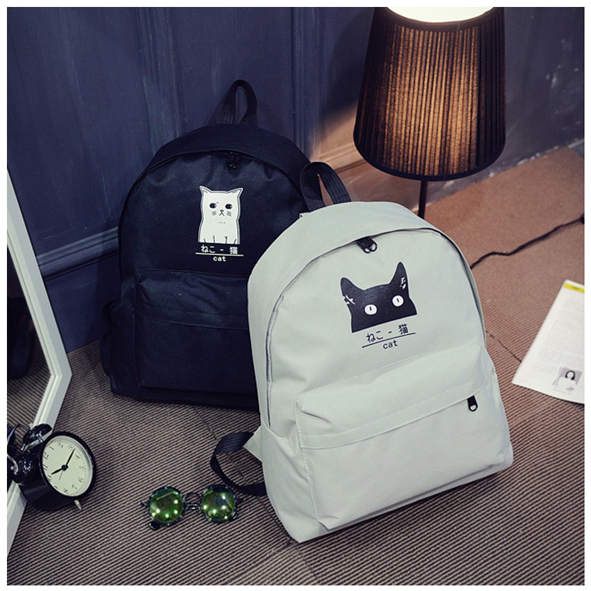 KW80259 Cute Cat Backpack Light Grey